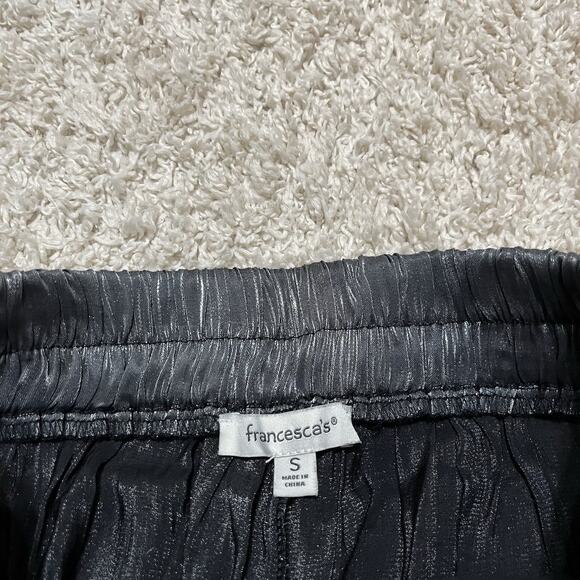 Francesca's Metallic Silver Shiny Fluid Pleated Wide Leg Pull On Viola Pants - Picture 5 of 6